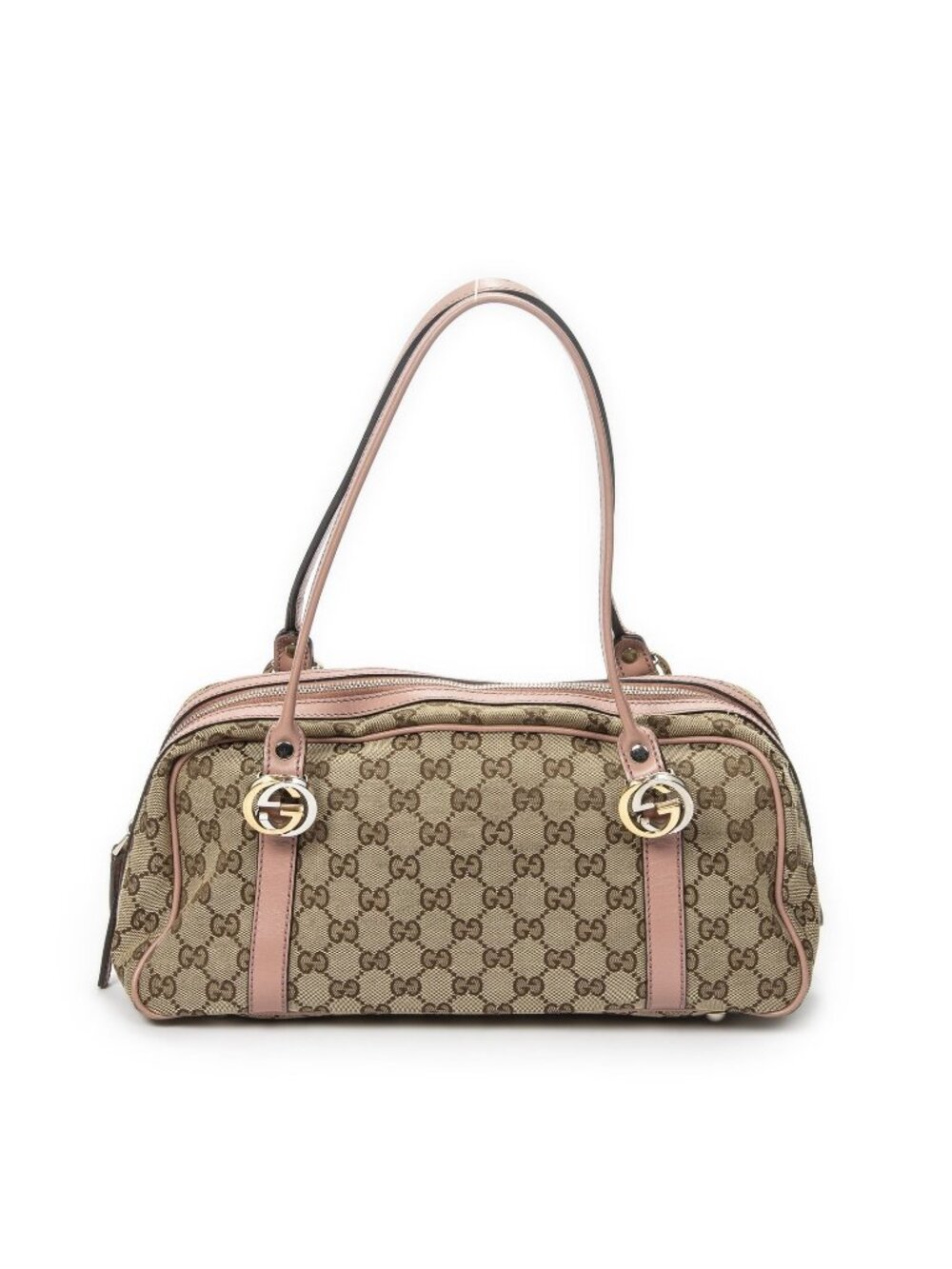 Gucci Twins Boston Pink Beige GG Canvas Handbag